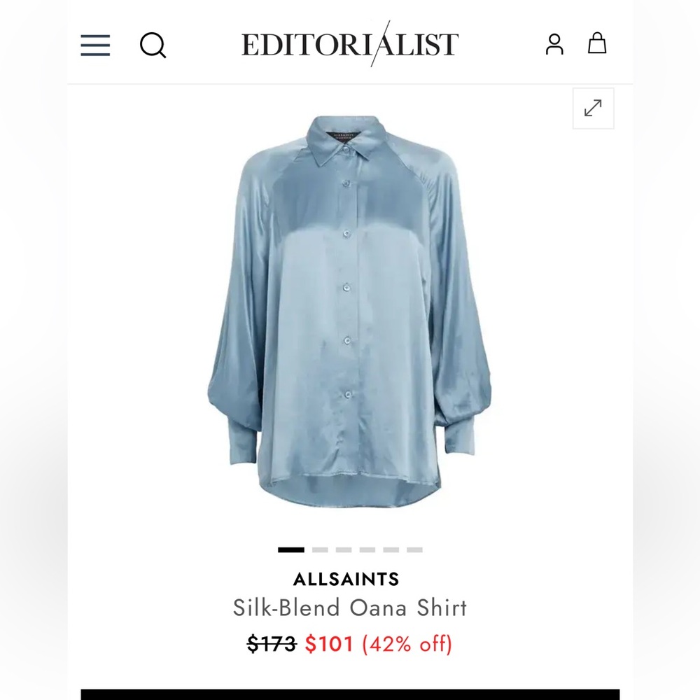 All Saints Light Gray Silk-Blend Shirt